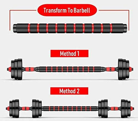 Adjustable Dumbbell Barbell Set (88LB/66LB/44LB) Weight with Connecting Rod 2 in 1 Home Body Workout Exercise Equipment for Men and Woman