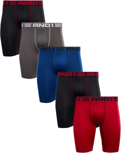 Men'S Underwear – 5 Pack Long Leg Performance Compression Boxer Briefs (S-3XL)